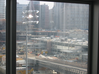 A view out the window of the World Financial Center