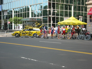 Some cyclists downtown